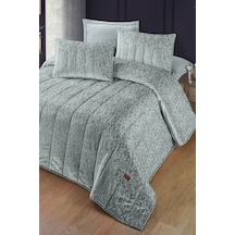 Gerardo Jakar Kadife Çift Kişilik Yatak Örtüsü Takımı Siyah Bej