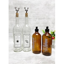 Geyik Mantar Tıpalı Şeffaf Şişe 750ml Yağlık 2li 500ml Amber Sabu