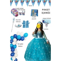 Parti Selesi Frozen Elsa Kostüm Karlar Ülkesi Kız Çocuk Kostümü Mavi Elsa Kız Çocuk Kıyafeti Mavi