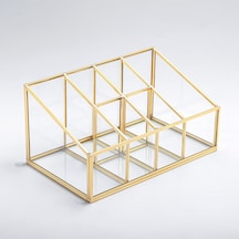 6 Bölmeli Cam Organizer Pirinç & Gold