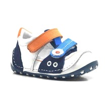 Hapshoe Hakiki Deri Turuncu Mavi Cırtlı Yazlık Ilk Adım Ayakkabı Mavi