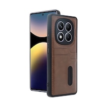 Newface Xiaomi Redmi Note 14 Pro 5g Kılıf Sara Kartvizitli Deri Kılıf - Taba Diğer