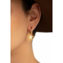 Çgk Çiğdem Gürel Kuyumculuk Çgk 8 Ayar Sallantılı Halka Harf Altın Küpe Gold