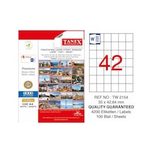 Tanex Laser Etiket 100 Yp 35x42 Laser-copy-ınkjet Tw-2154 Diğer