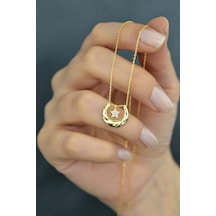 Papatya Silver 925 Ayar Gümüş Gold Kaplama Licuala Yıldız Detaylı Kolye