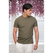 Paul Martin Slimfit Lyocell Kumaş Likralı Küçük Armürlü Bisiklet Yaka T-shirt Haki