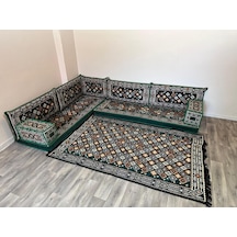 Coton Şark Köşesi Şili Desenli Minder Takımı Yeşil 10 Parça
