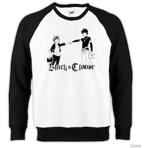 Black Clover Asta And Yuno Reglan Kol Beyaz Sweatshirt