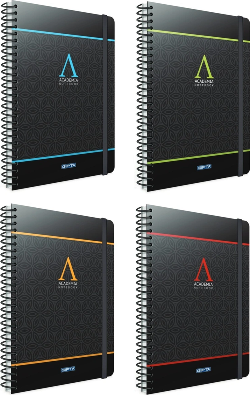 Academia Spiralli 120 Yp Sert Kapak A4 Defter Seti Çizgili 4'lü