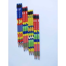 Pattern Silgili Kurşun Kalem 2b 12 Adet Çok Renkli