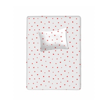 %100 Pamuklu Bebek Lastikli Çarşaf 70x130+20 Bebek Yastık Kılıfı 35x45 Kalpli