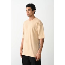 Wear Vexel Erkek Tişört Düz Basic Penye Yazlık Bisiklet Yaka Kısa Kol T-shirt - Bej Çok Renkli