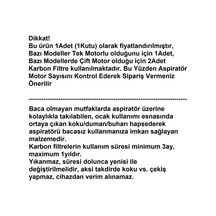 P 36 7807510200 Aspiratör Karbon Filtre 1adet Bacasız Kullanım Kömür Filtresi