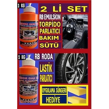 3 Lü Set Torpido Parlatıcı Süt Sülükon 1 Kg+lastik Parlatıcı 1 Kg + 2 Ad Uygulama Süngeri