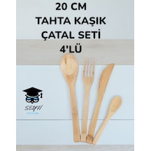 20 Cm Tahta Kaşık Çatal Seti 4'lü