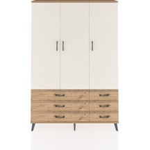 Arges Dolap 5 Raflı 6 Çekmeceli Tek Askılı 132x30x195 Çam-aytaşı/çam Aytası/atlas Çam
