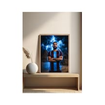 Poster Bordo Mavi Mohamed Salah Ahşap Çerçeveli Tablo Çok Renkli - 907818726 Çok Renkli