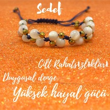 Yıldız Doğal Taş 6mm Ipli Beyaz Sedef Ayarlanabilir Ölçü Doğal Taş Bileklik Beyaz