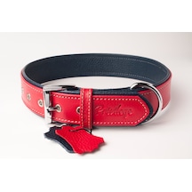 Privilege Flotter Hakiki Deri Köpek Boyun Tasması S Kırmızı Lacivert 2.5 x 32-41 CM Kırmızı