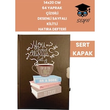 14x20 Cm 64 Yaprak Çizgili Desenli Sayfalı Kilitli Hatıra Defteri Günlük Kahve Seri Coffee Notebook Kahve-4