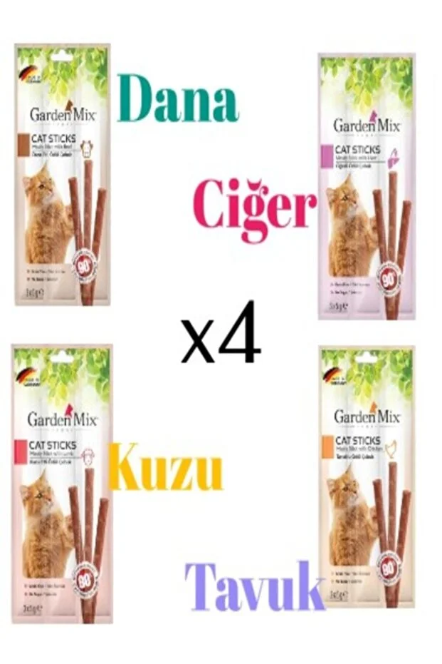 Gardenmix Garden Mix Kuzu Dana Tavuk Ciğer Kedi Stick Ödül 3x5gr 4 Adet