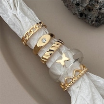 Dancemonkey Zincir Yüzük Yüzük Yılan Trendy Takı Stil Seti Seti Modern Minimalizm Metal Kelebek Kalp Kadınlar İçin Hediye Akrilik 52883 Gc Çok Renkli