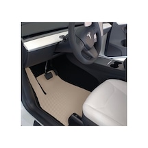 Tesla Model Y Akıllı Eva Paspas-bagaj Havuzu Tam Set Krem-siyah Şerit