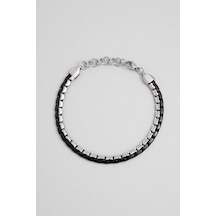 Çift Renkli 21 Cm Çelik Erkek Bileklik Gri