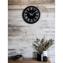 36 Cm Modern Siyah Duvar Saati Çok Renkli