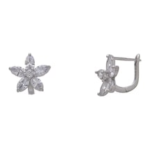 Çiçek Model-3 925 Ayar Gümüş Zirkon Taşlı Kadın Küpe Gümüş