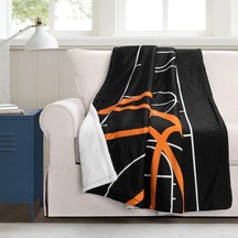 Basketbol Oyunu Sherpa Battaniye, 152,4 Cm X 127 Cm, Siyah Ve Turuncu Çok Renkli