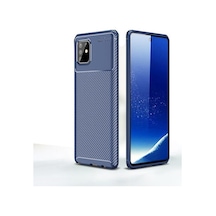 Samsung Galaxy Uyumlu A81 Kılıf Karbon Desenli Şık Negro Premium Silikon Kapak Lacivert