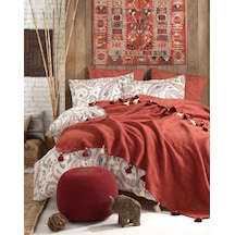 Boho Chic Çift Kişilik Püsküllü Battaniyeli Nevresim Seti - Tarçı