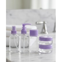 Seyahat İçin 5 Li Şeffaf Kozmetik Şişe Seti 30 Ml - Lisinya Mor