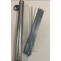 Mobilreyon-40 Adet Kare Ciğer Kuşbaşı Şişi Ve Şiş Kabı- Galvanizli Mangal Şiş Seti 50 Cm