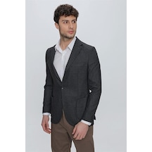 Koyu Lacivert Desenli Mono Yaka Astarsız 6 Drop Comfort Fit Rahat Kesim Ceket 1002225172-koyu Lacivert Koyu Lacivert