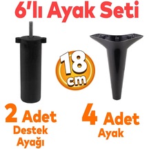 Aspen 6'lı Set Mobilya Tv Ünitesi Çekyat Koltuk Kanepe Destek Ayağı 18 Cm Siyah Baza Ayak M8 Destek