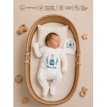 Pia Baby İsme Özel Erkek Bebek Tulumu %100 Pamuk Organik Baskılı Kişiye Özel Bebek Kıyafeti 2078t0x Ekru