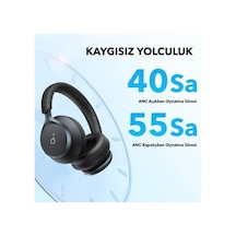 Kulak Üstü Bluetooth Kulaklık - Siyah, Aktif Gürültü Engelleme