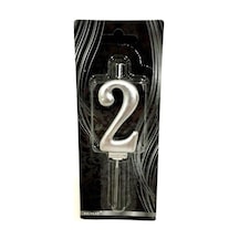 Düvenci Ticaret 2 Yaş Gümüş Rakam Mum, 6 Cm Boy, Pasta Süslemesi Çok Renkli