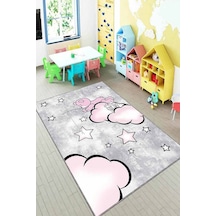 Pembe Kaymaz Tabanlı Yıkanabilir Ayıcıklı Çocuk Halısı Kd023n11