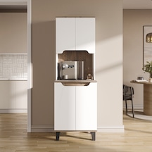Defne Kahve Köşesi, Çok Amaçlı Dolap, 4 Kapaklı Kiler Dolabı, Mutfak Dolabı 60 Cm Mat Beyaz - Atlantik Çam Defne Kahve Köşesi, Çok Amaçlı Dolap, 4 Kapaklı Kiler Dolabı, Mutfak Dolabı 60 Cm Mat Beyaz - Atlantik Çam