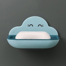Bulut Sabun Kutusu Tuvalet Yaratıcı Duvara Monte Banyo Tuvalet  Punch Çift Katmanlı Drenaj Rafı Açık Mavi