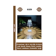 Premium Lw-4 Akrilik Kristal Led Şarjlı Masa Üstü Lamba Gece Lambası Komodin Işığı Çok Renkli