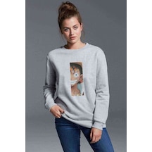 Anime One Piece Amiral Baskılı Gri Kadın Sweatshirt