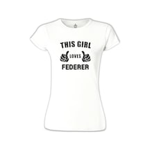 Tenis - Love Federer Beyaz Kadın Tshirt 001