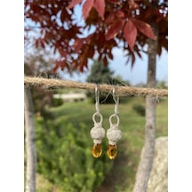 Gümüş Kazaziye Kristal Taş Küpe-Hardal N11.42064 Gümüş Kazaziye Kristal Taş Küpe-Hardal N11.42064