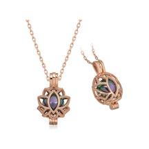Gümüş Rose Kafesli Lotus Kolye Gümüş Gümüş