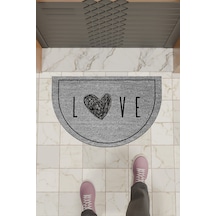 Rugmood Modern Dijital Paspas Gri Kalp Love Kapı Önü Paspası