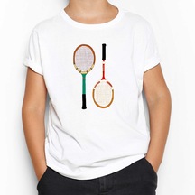 Tennis Rackets Colored Beyaz Çocuk Tişört